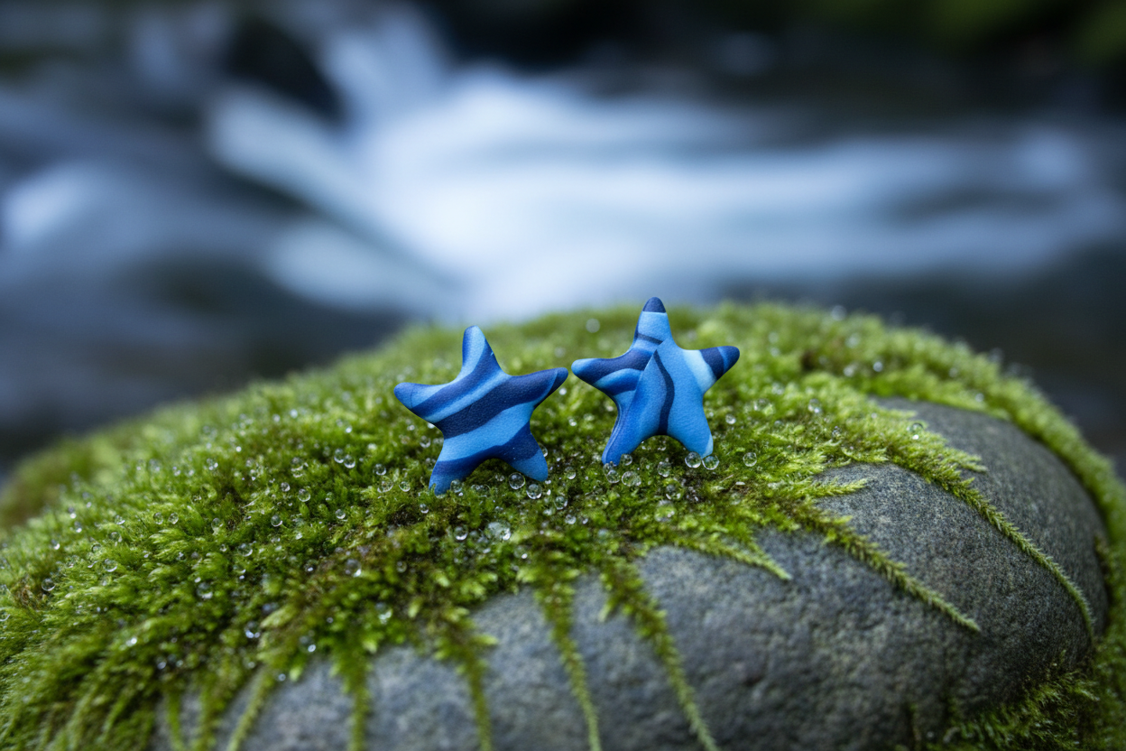 Blue Star Polymer Clay Stud Earrings