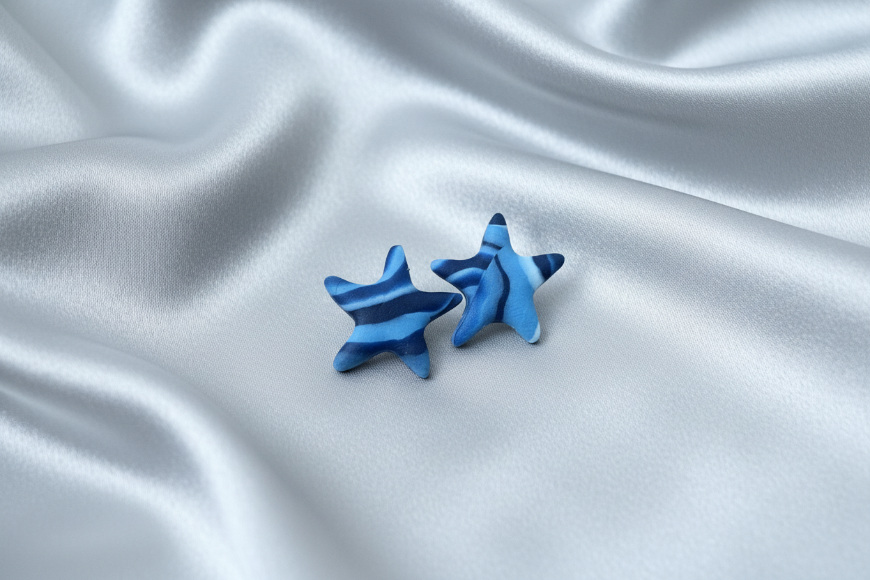 Blue Star Polymer Clay Stud Earrings