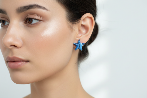 Blue Star Polymer Clay Stud Earrings