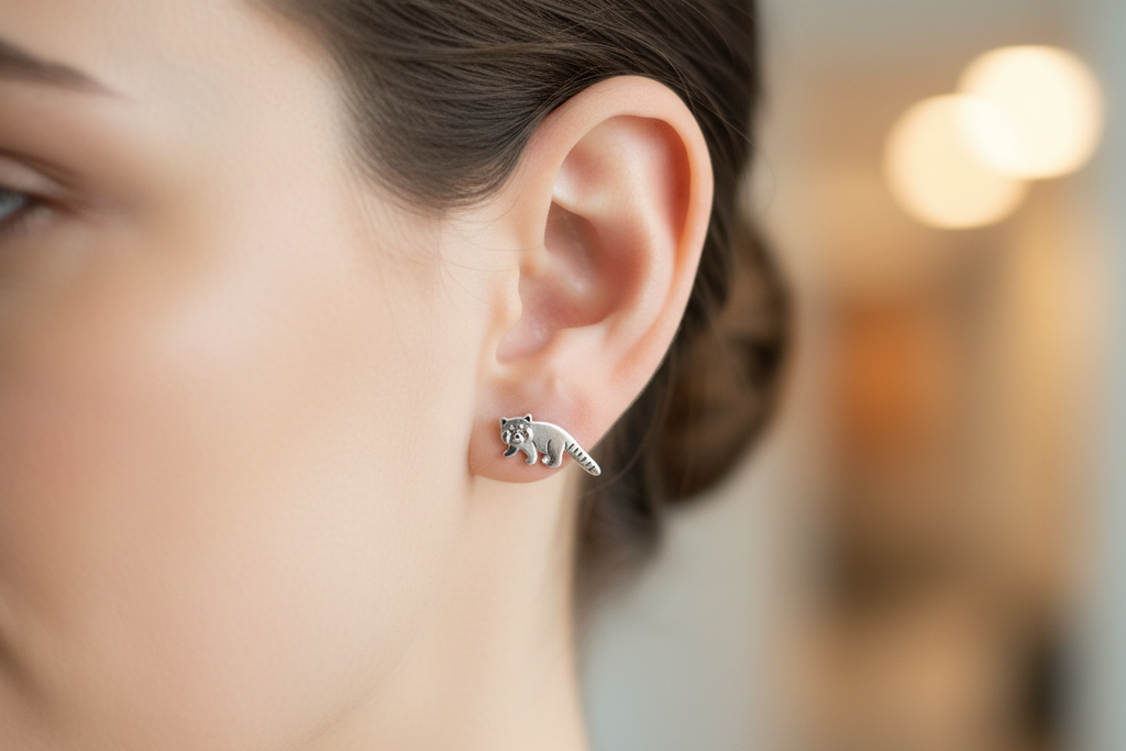 Red Panda Stud Earrings