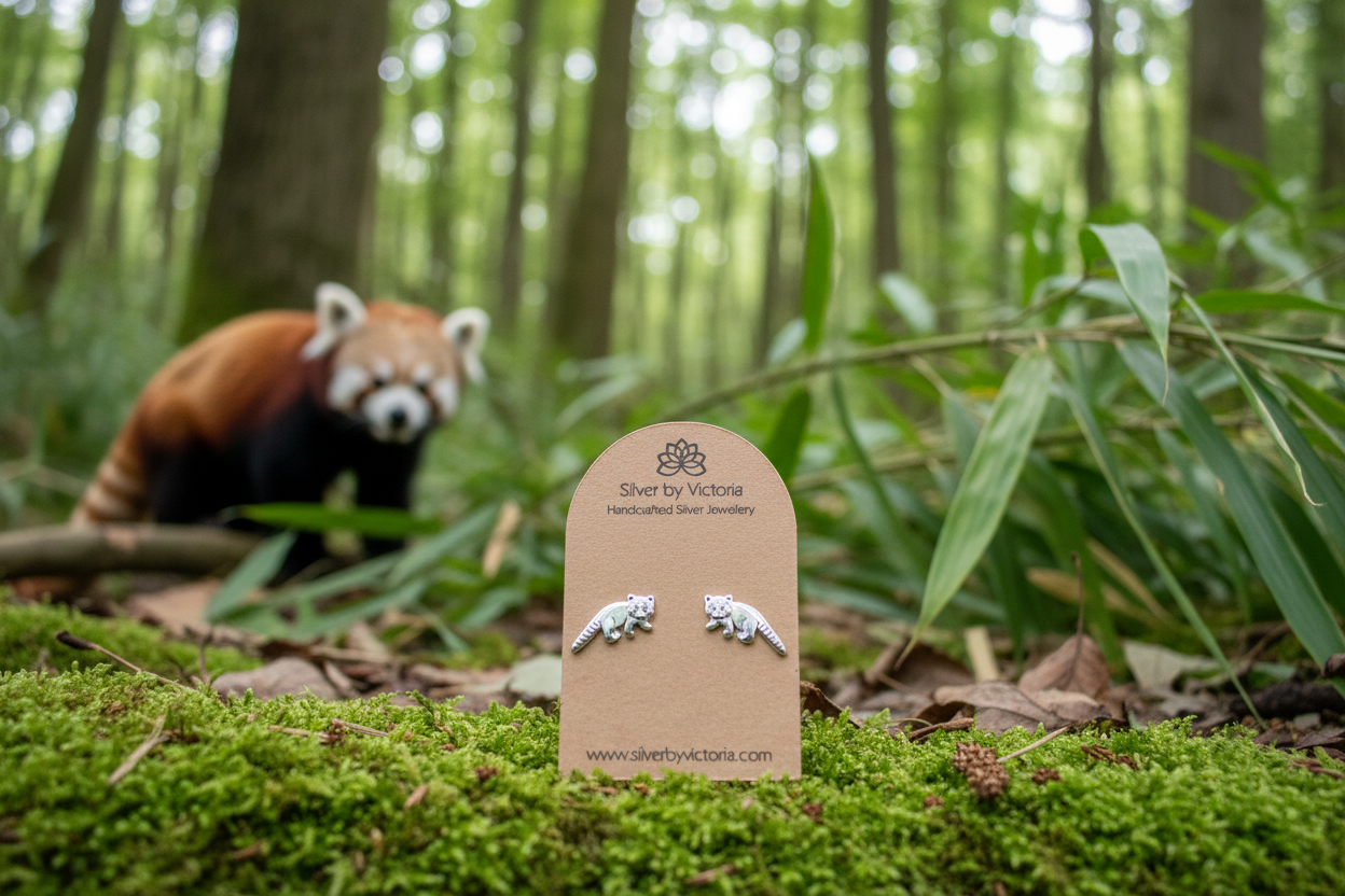 Red Panda Stud Earrings