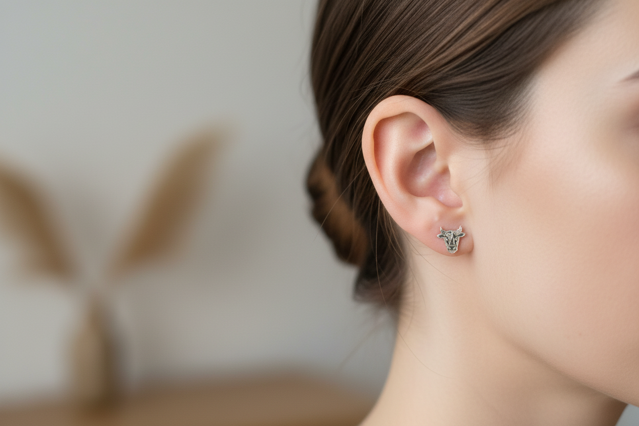 Friesian Cow Etched Stud Earrings