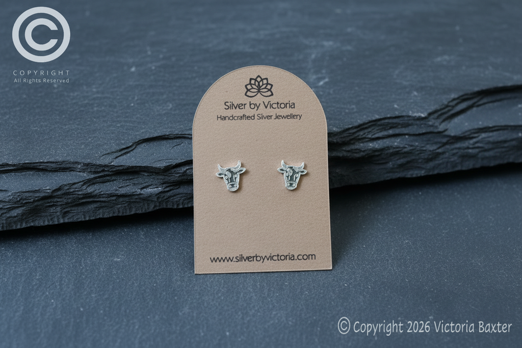 Friesian Cow Etched Stud Earrings