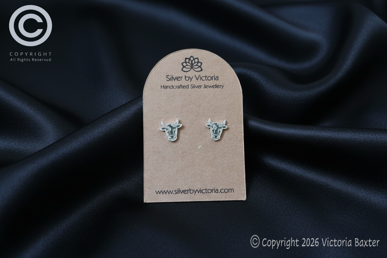 Friesian Cow Etched Stud Earrings