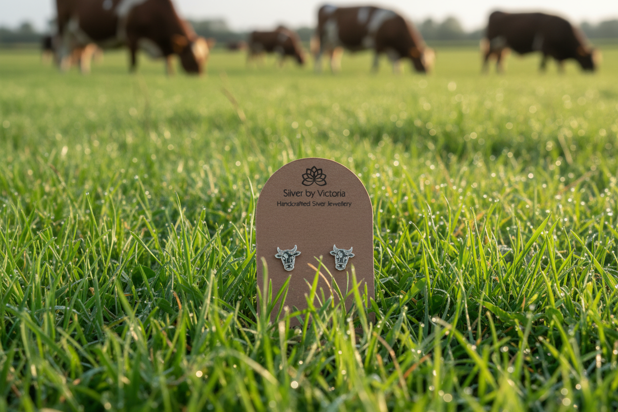 Friesian Cow Etched Stud Earrings