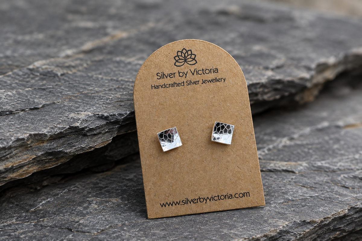 Domed Square Stud Earrings