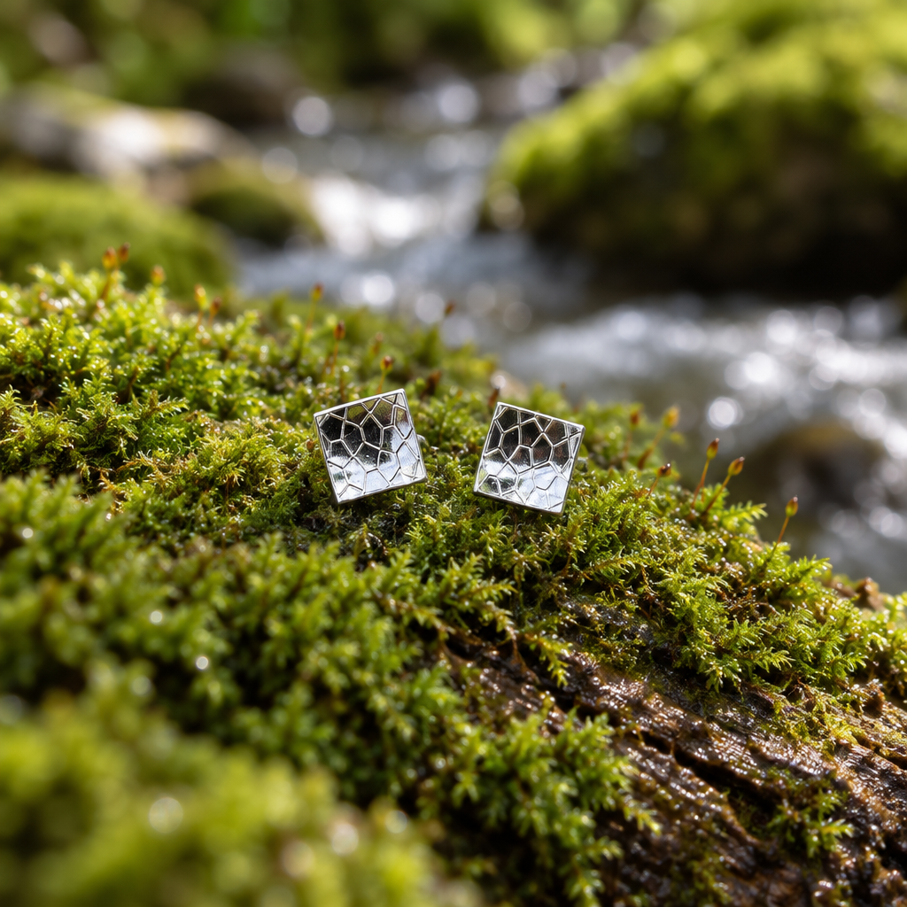 Domed Square Stud Earrings