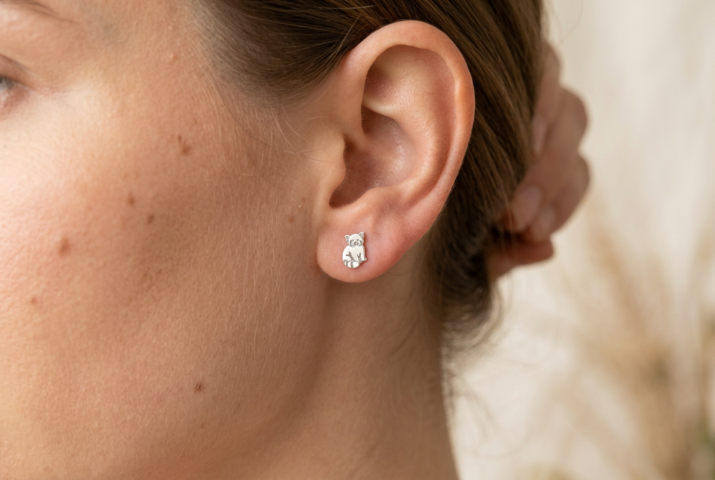 Red Panda Stud Earrings