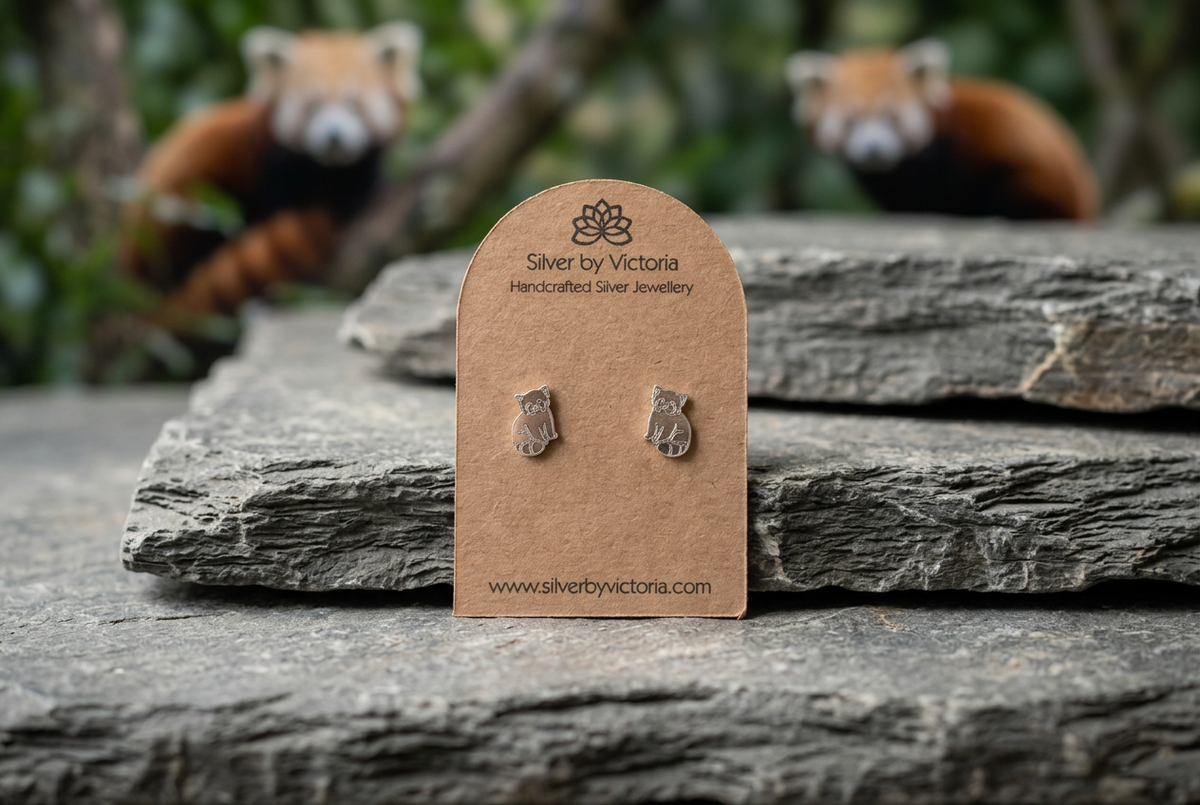 Red Panda Stud Earrings