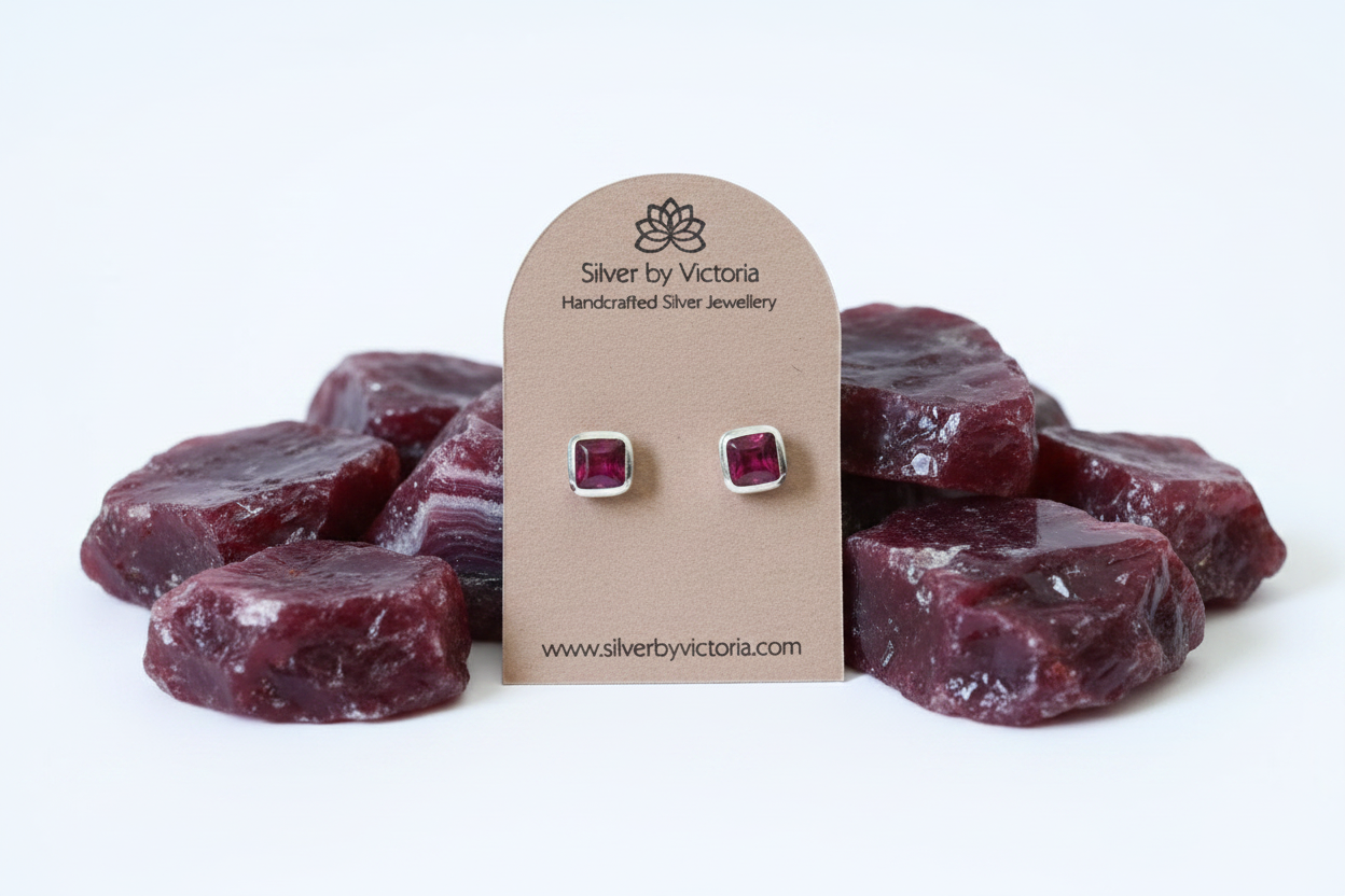 Clustdlysau Stydiau Carnelian Gemstone