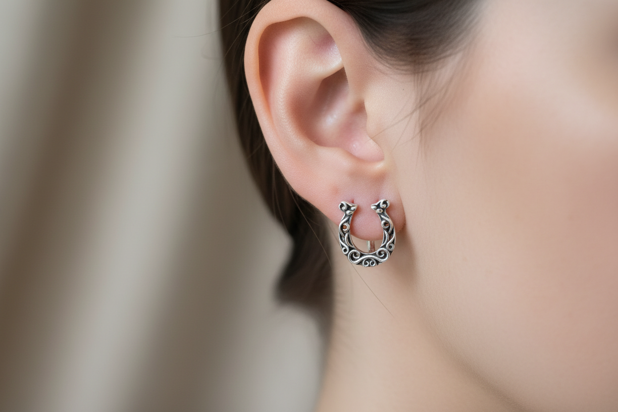 Filigree Horseshoe Stud Earrings