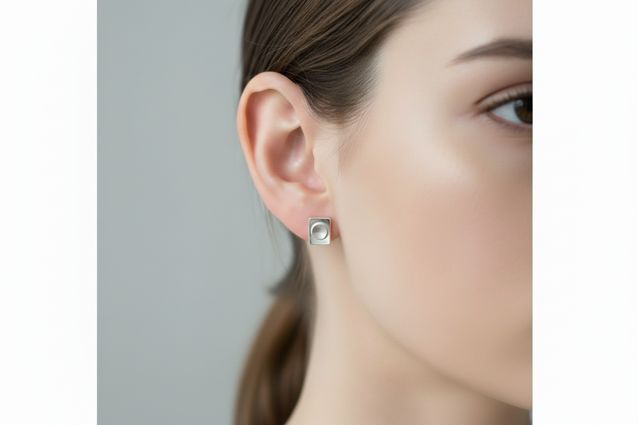 Vintage Rectangle Upcycled Stud Earrings