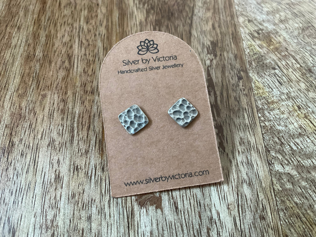 Hammered Square Stud Earrings