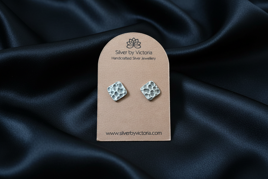 Hammered Square Stud Earrings