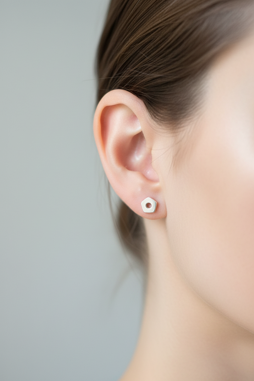 Mismatched Shapes Hexagon Stud Earrings