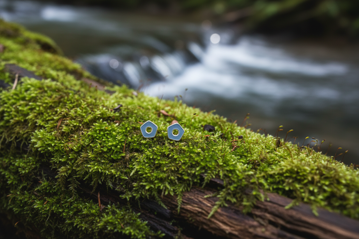 Mismatched Shapes Hexagon Stud Earrings