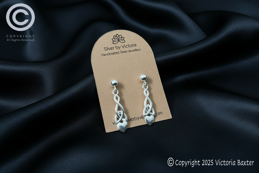 Welsh Celtic Love Spoon Stud Dangle Earrings