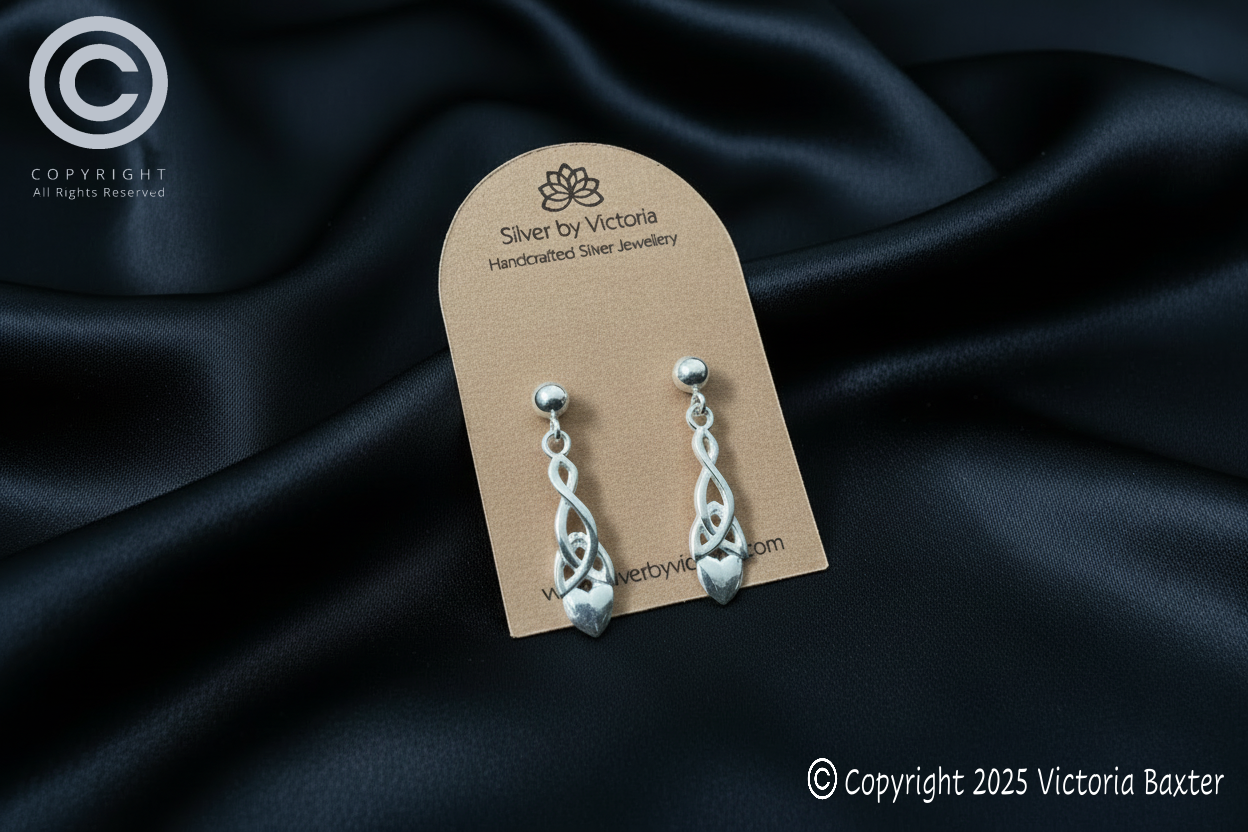 Welsh Celtic Love Spoon Stud Dangle Earrings