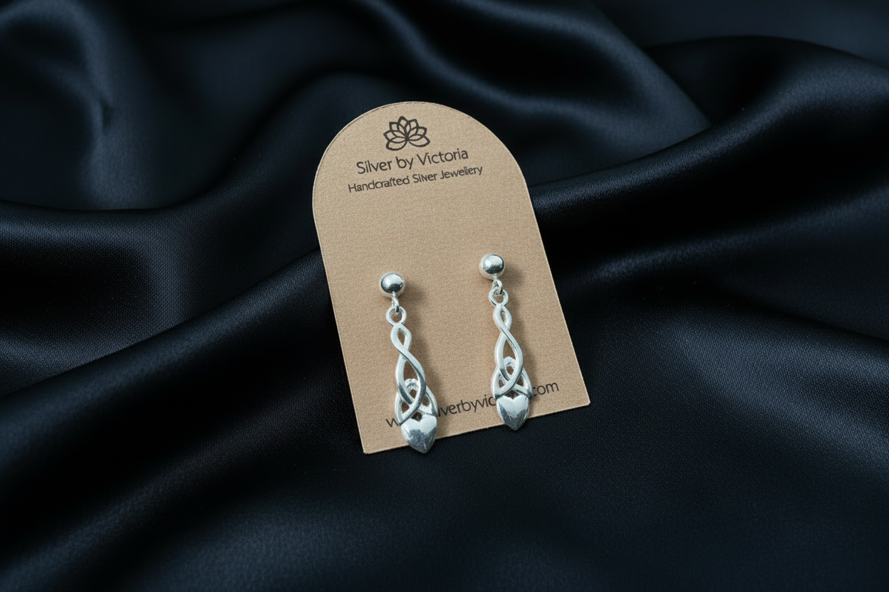 Welsh Celtic Love Spoon Stud Dangle Earrings