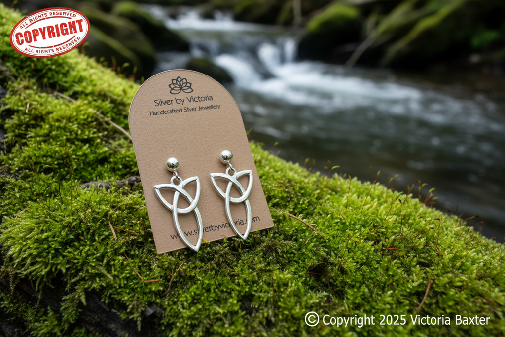Celtic Triquetra Stud Dangle Earrings