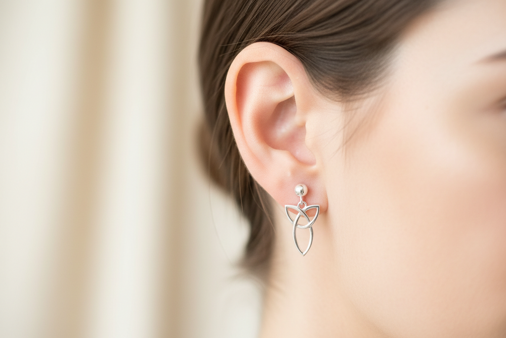 Celtic Triquetra Stud Dangle Earrings