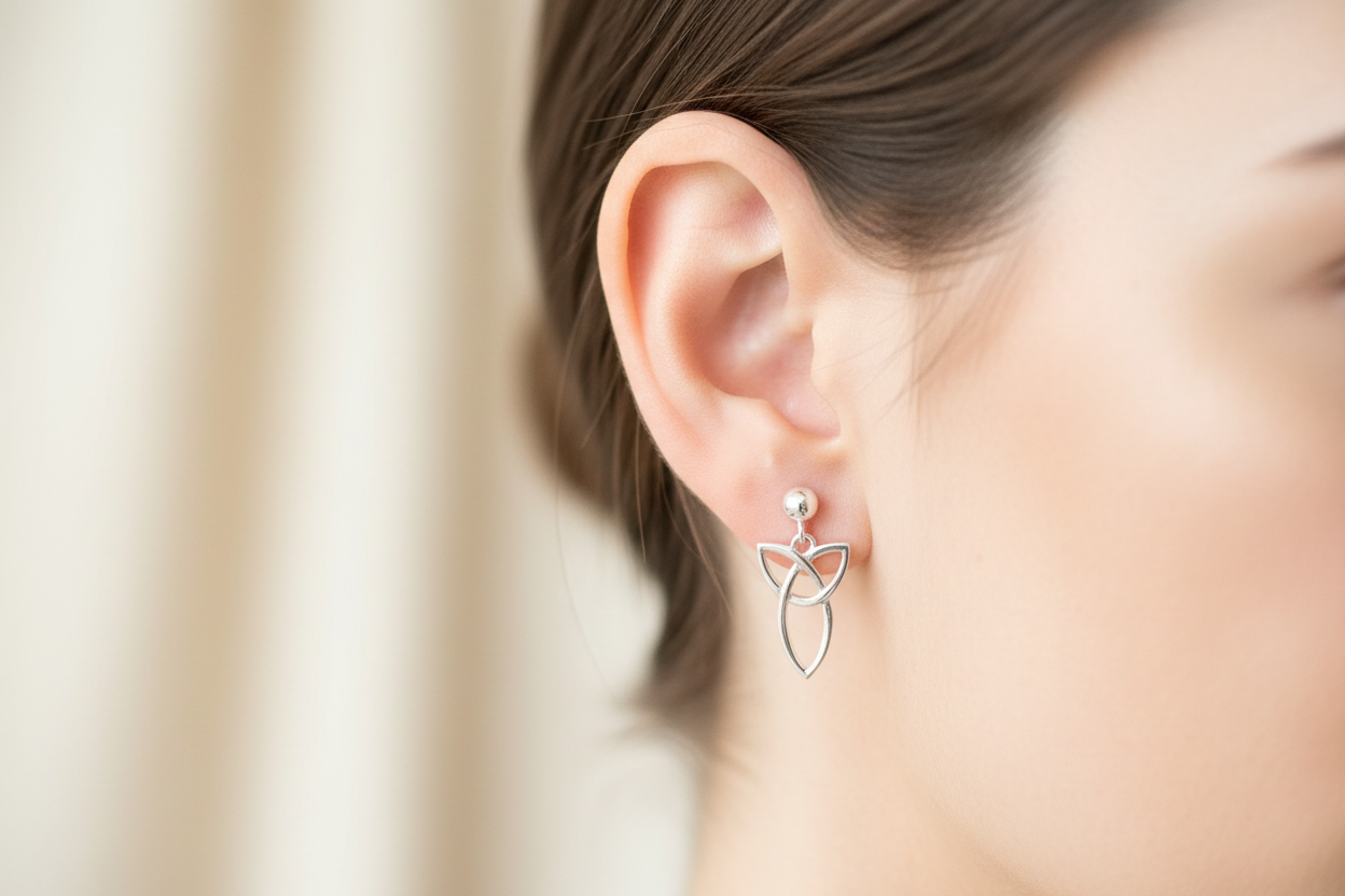Celtic Triquetra Stud Dangle Earrings