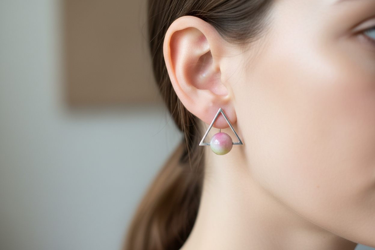 Triangle Stoneset Stud Earrings