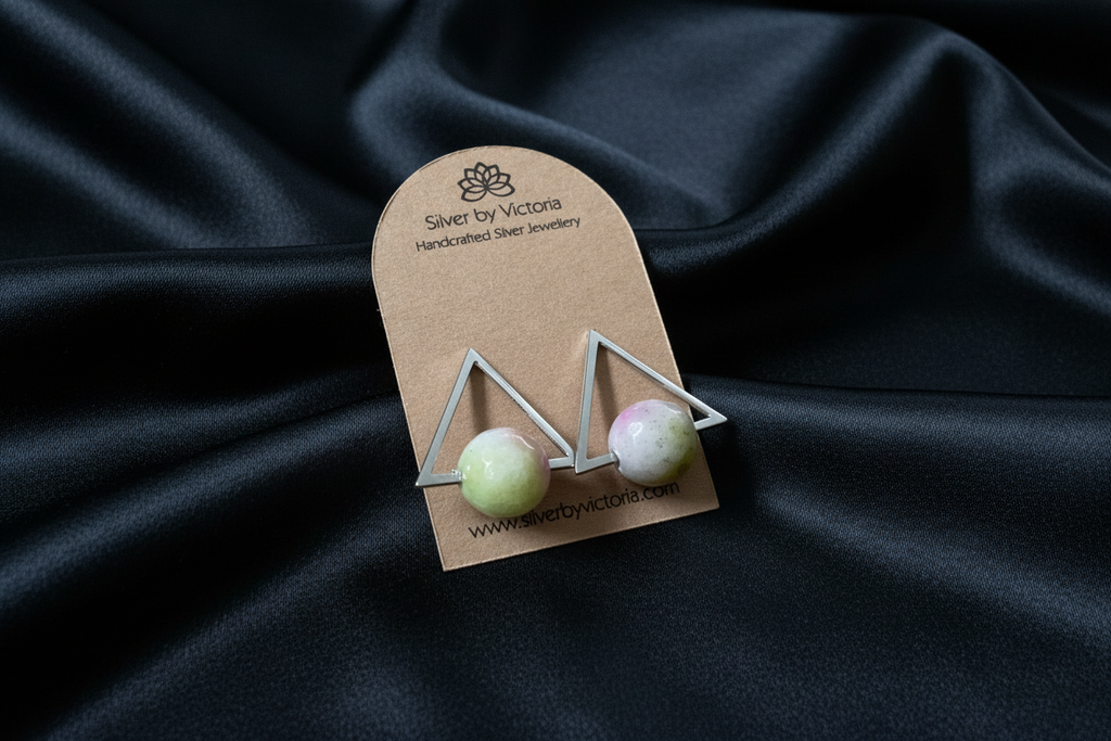 Triangle Stoneset Stud Earrings