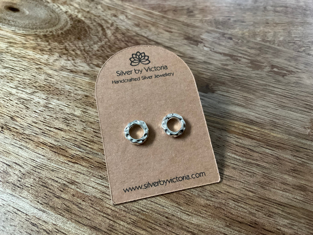 Hammered Circle Stud Earrings