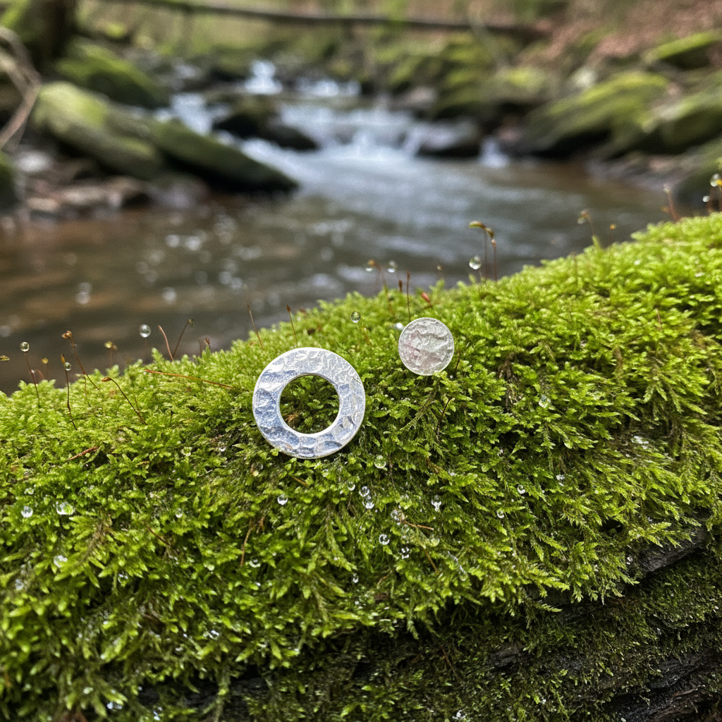 Mismatch Circle Stud Earrings