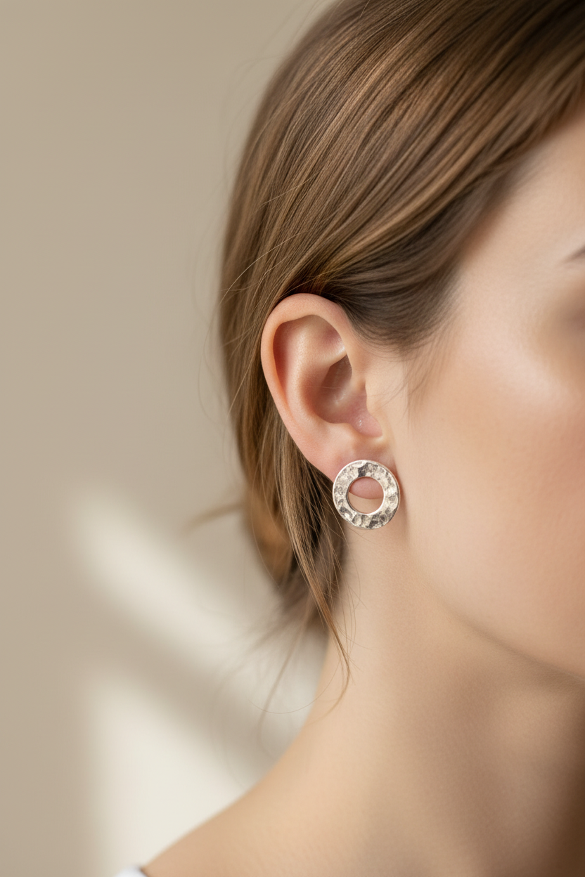 Mismatch Circle Stud Earrings