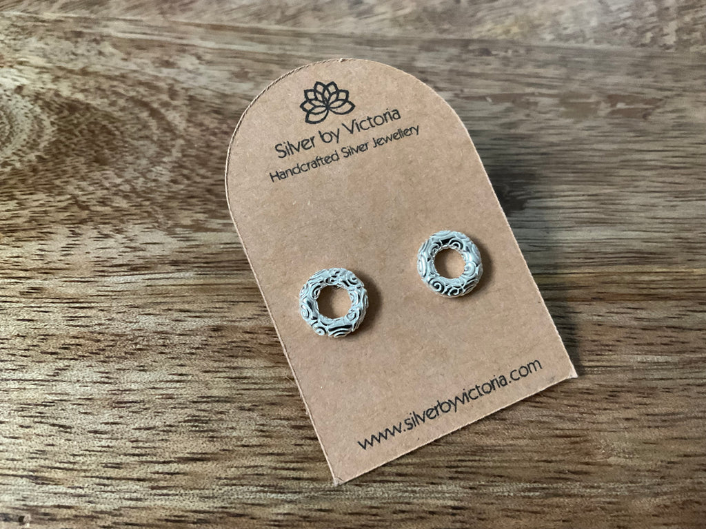 Donut Etched Stud Earrings