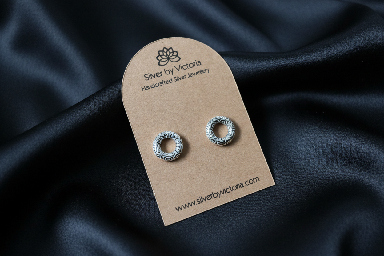Donut Etched Stud Earrings