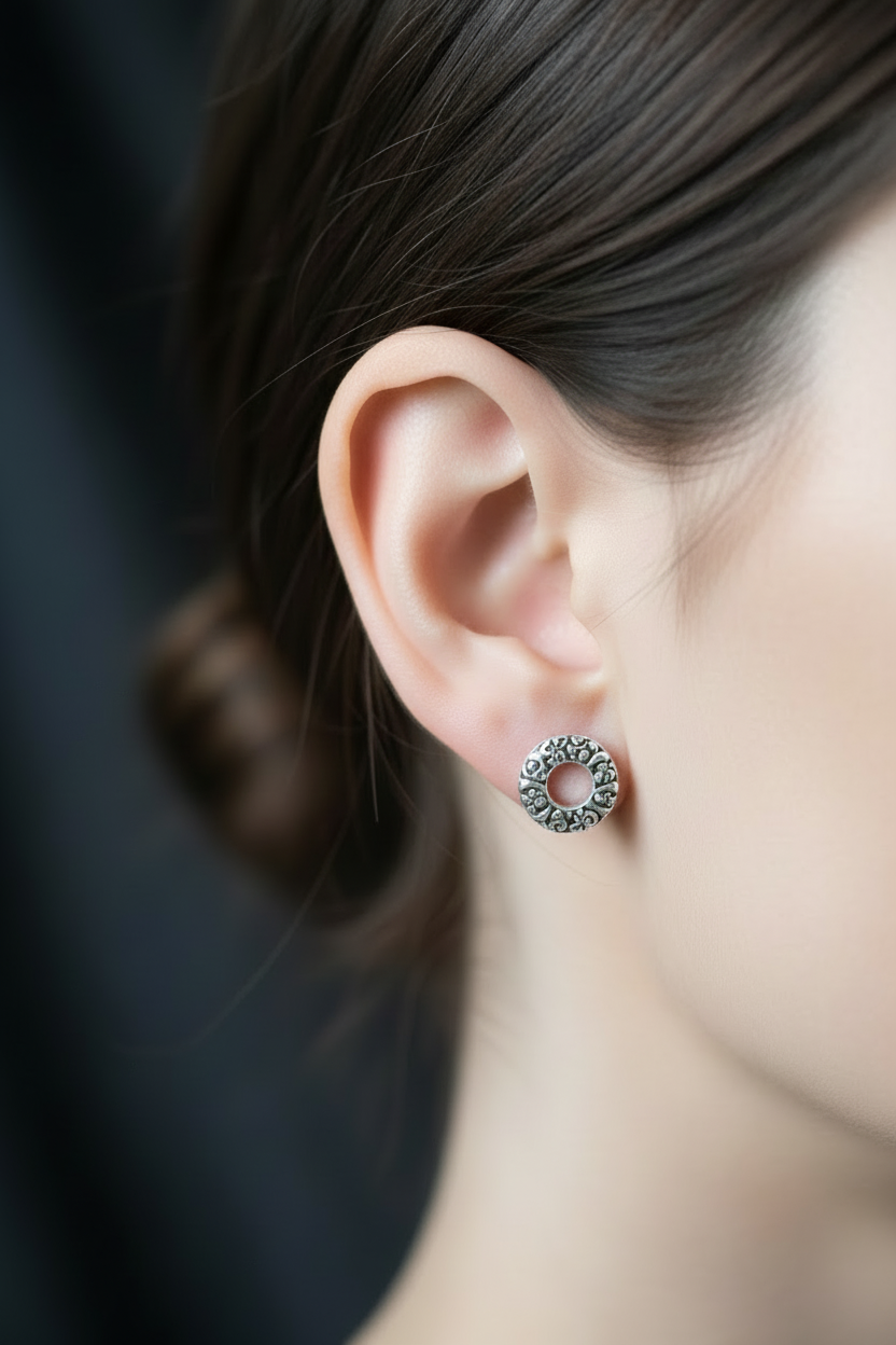 Donut Etched Stud Earrings
