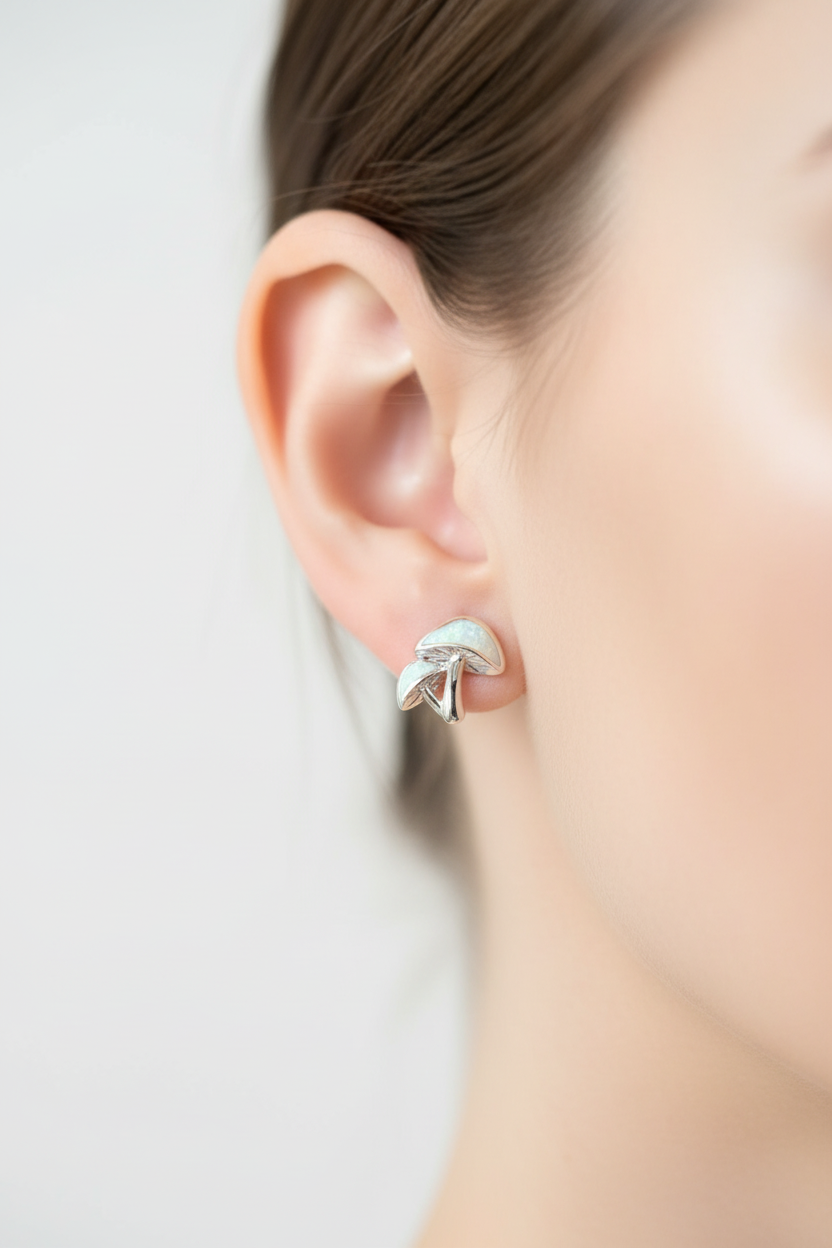 Opal Mushroom Gemstone Stud Earrings