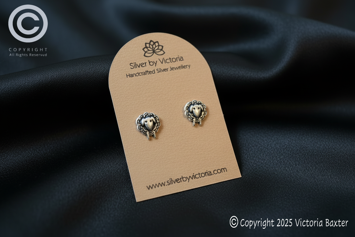 Sheep Stud Earrings - Oxidised