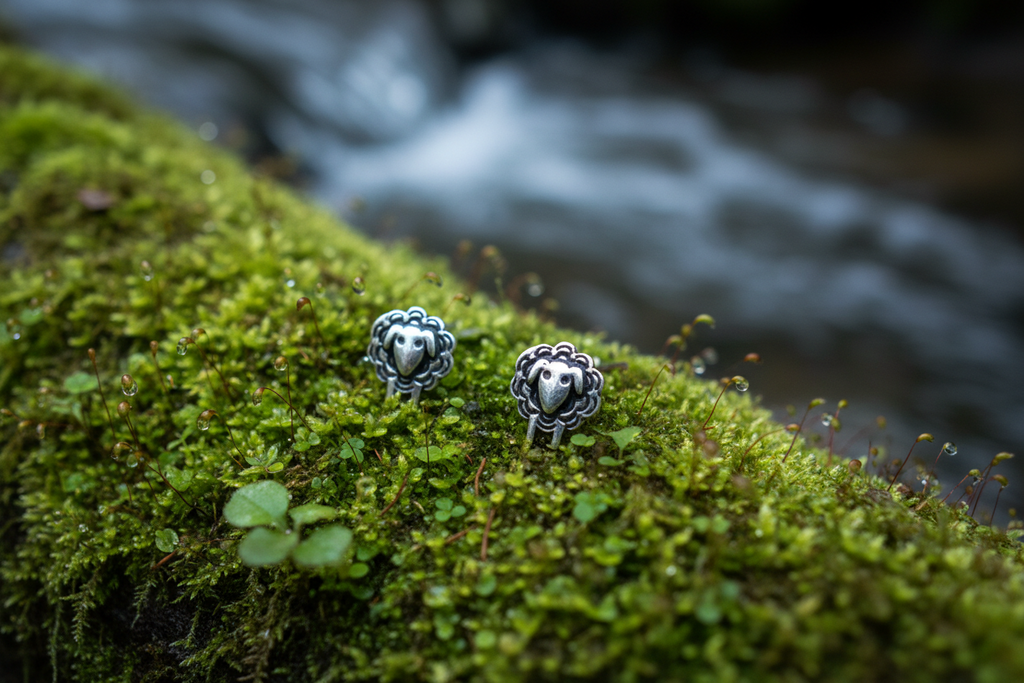Sheep Stud Earrings - Oxidised