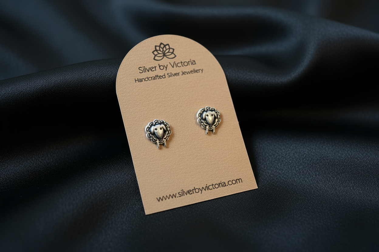 Sheep Stud Earrings - Oxidised