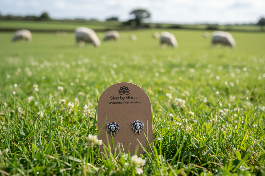 Sheep Stud Earrings - Oxidised