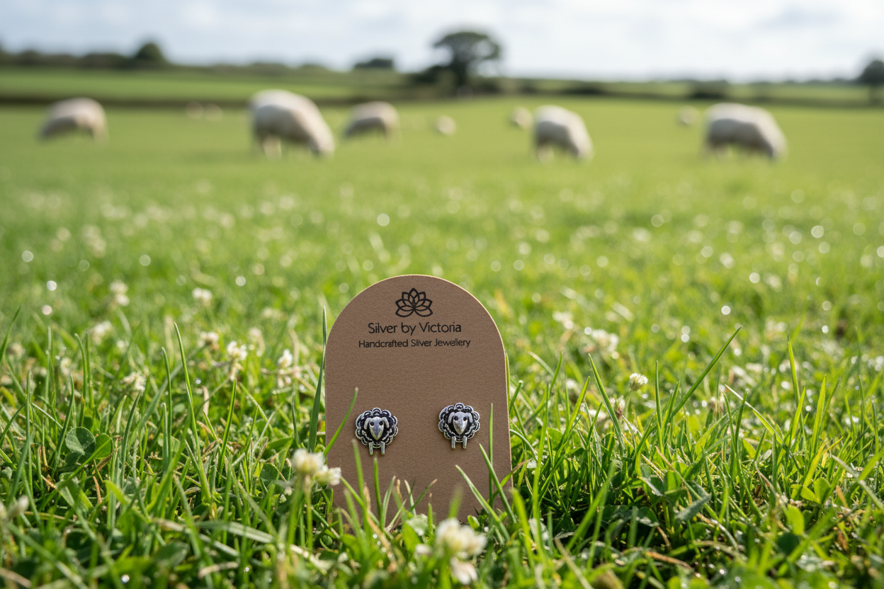 Sheep Stud Earrings - Oxidised