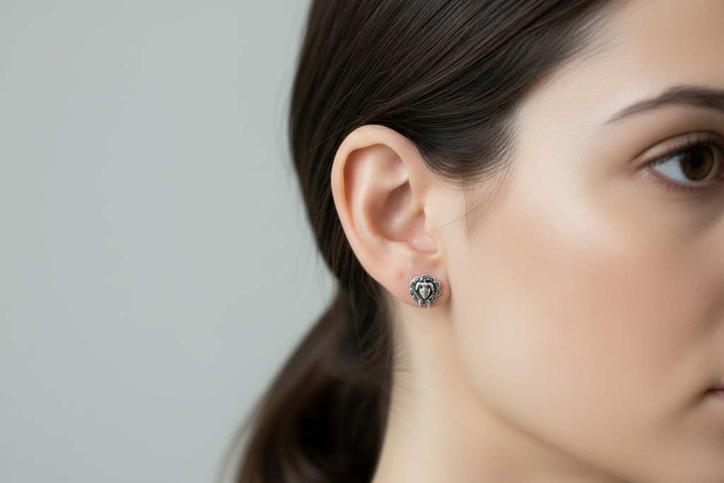 Sheep Stud Earrings - Oxidised