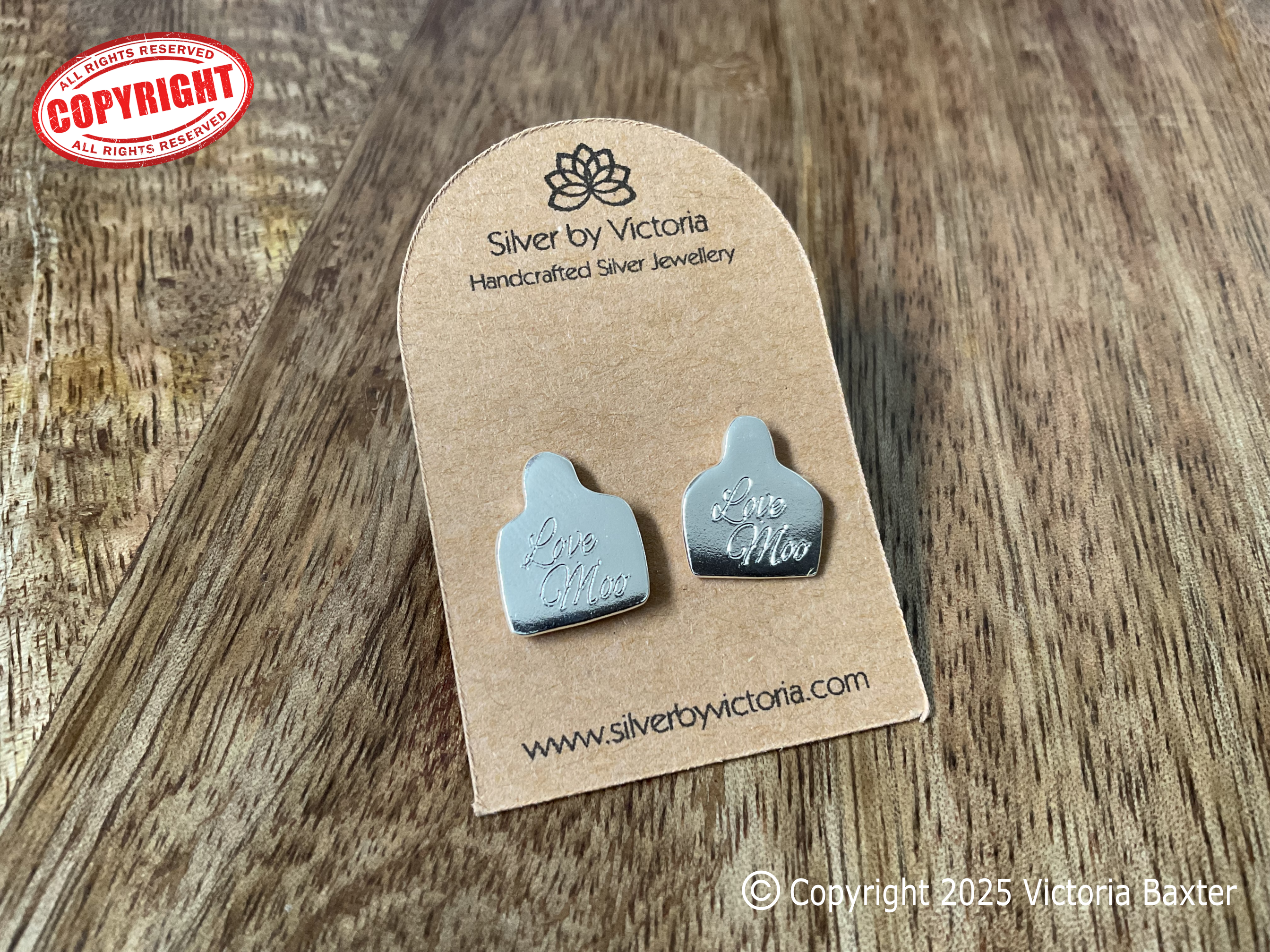 Love Moo Cow Tag Stud Earrings