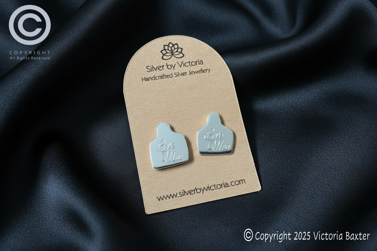 Love Moo Cow Tag Stud Earrings