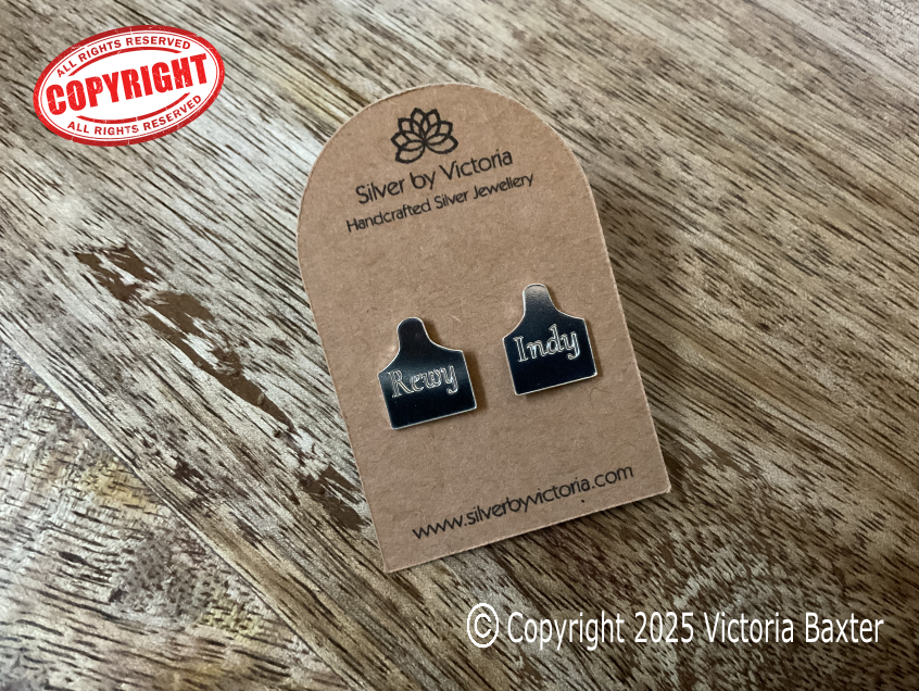 Cow Tag Stud Earrings - Personalised