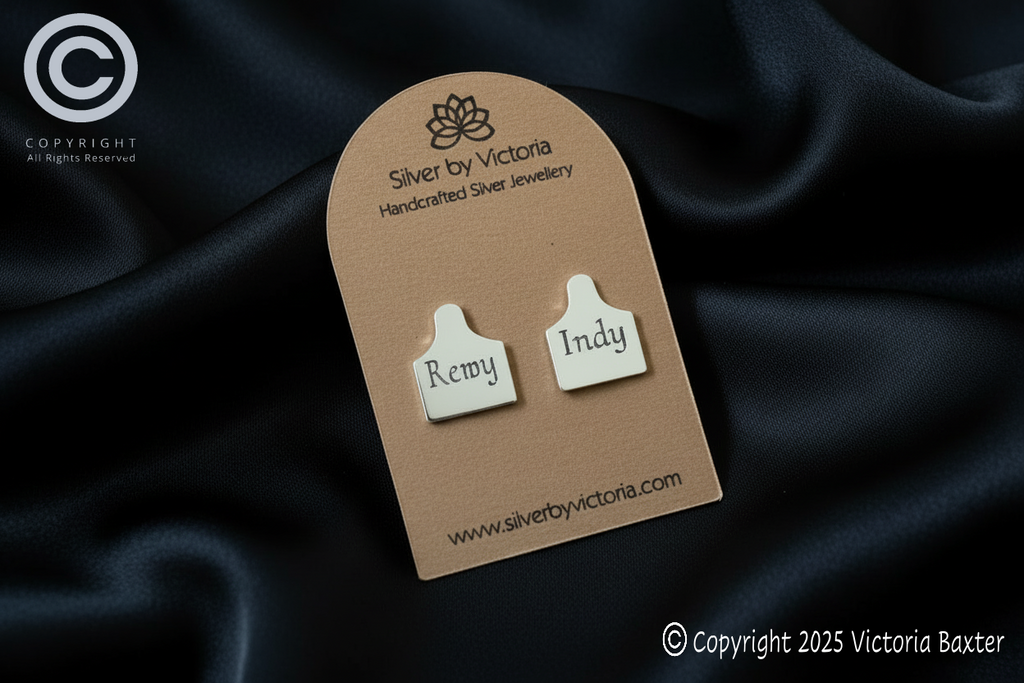 Cow Tag Stud Earrings - Personalised