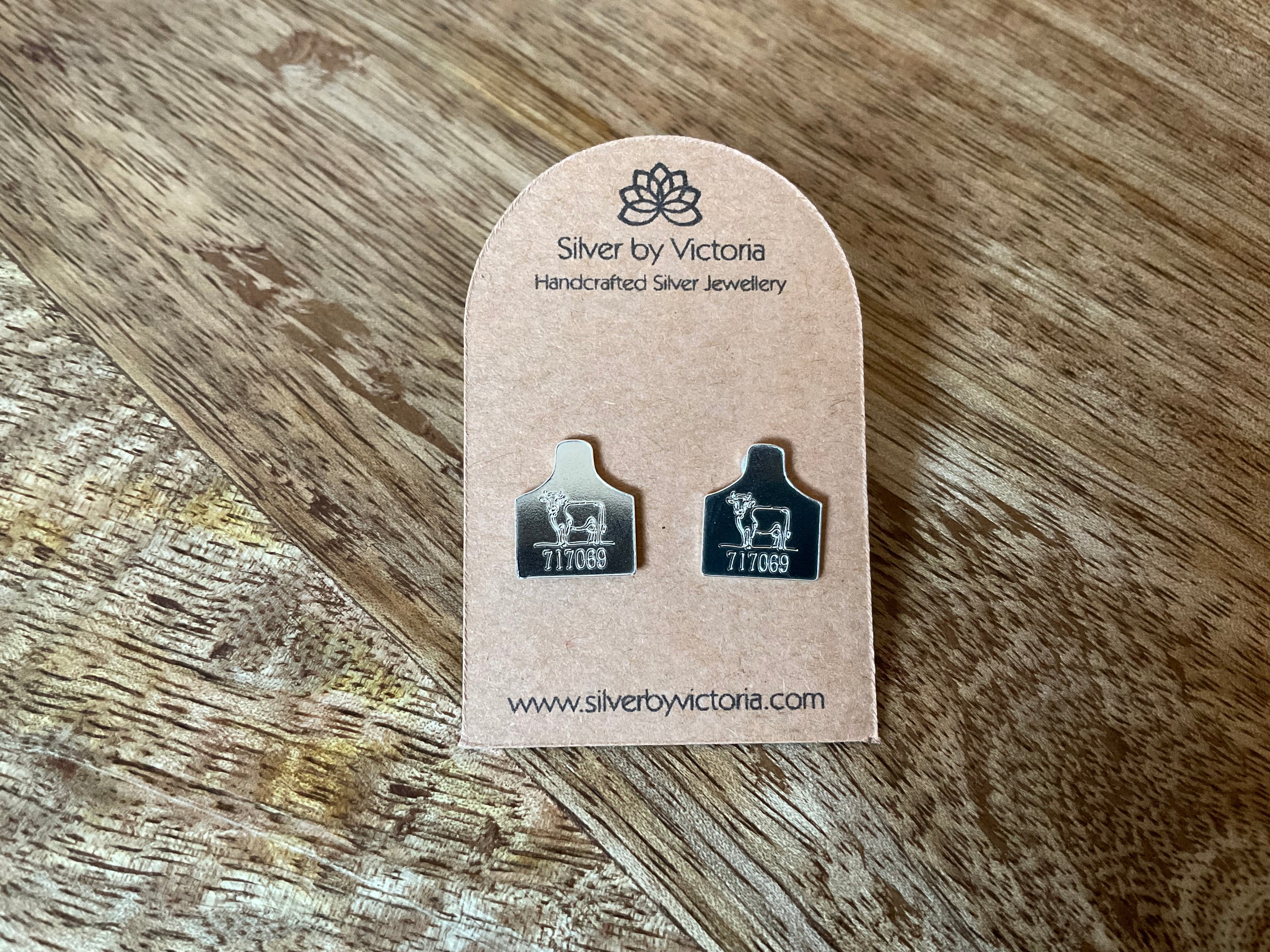 Cow Tag Stud Earrings - Personalised