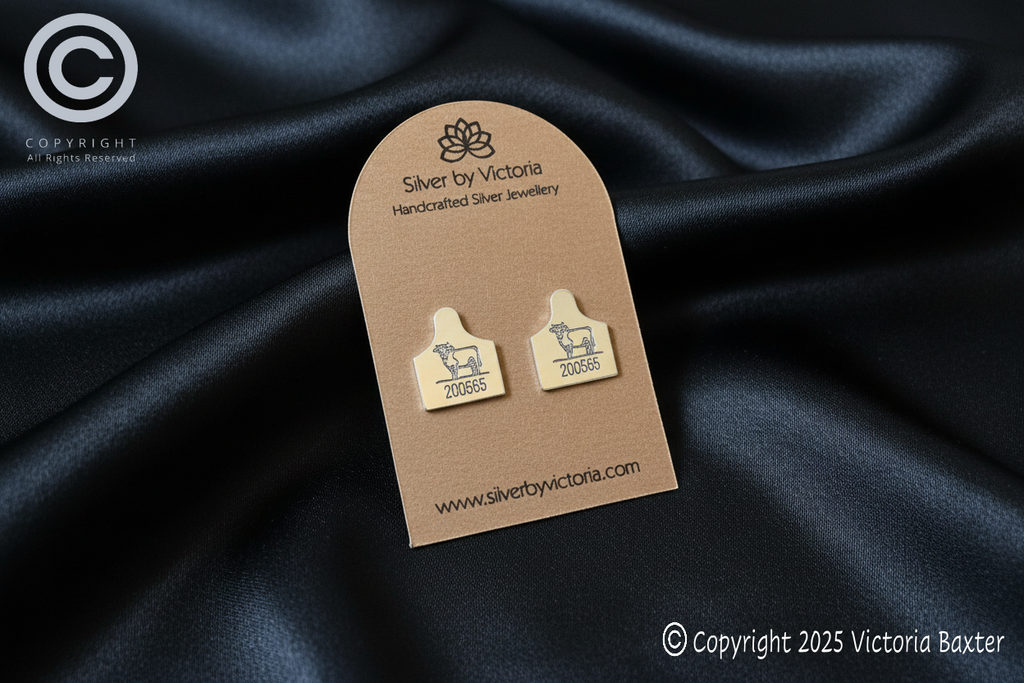 Cow Tag Stud Earrings - Personalised