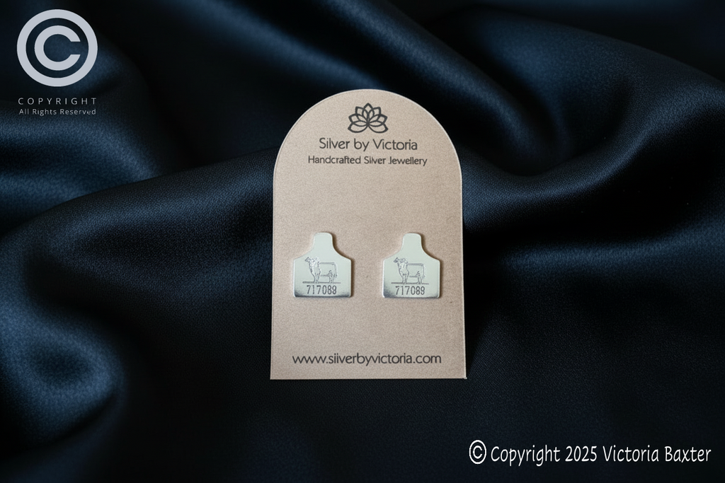 Cow Tag Stud Earrings - Personalised