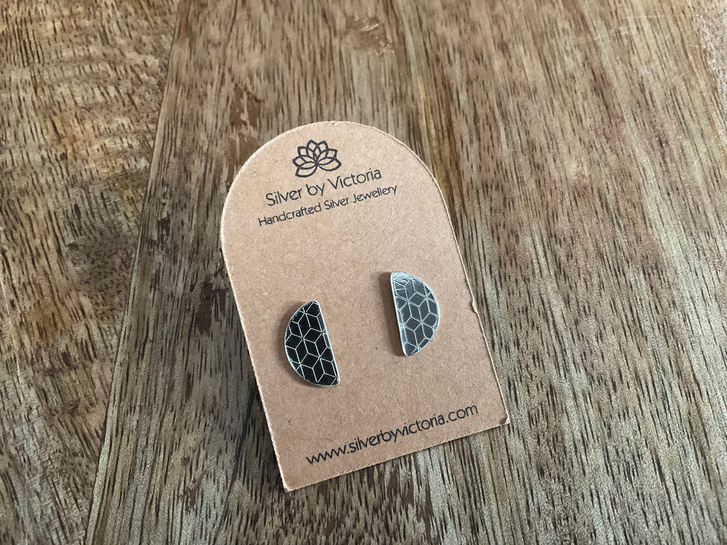 Semi Circle Textured Stud Earrings
