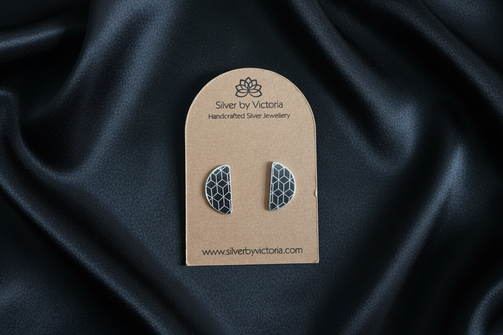 Semi Circle Textured Stud Earrings